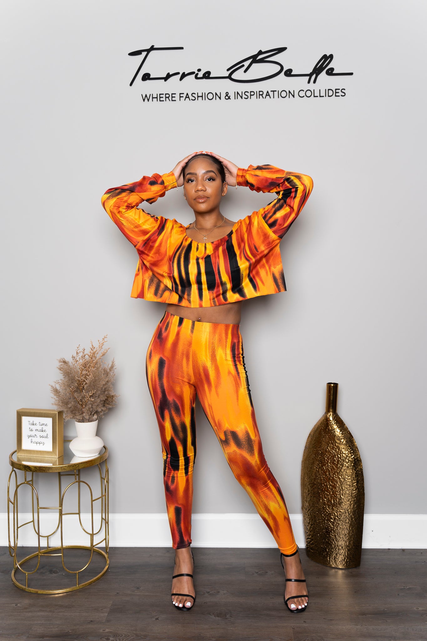 Orange ombré two piece set (Plus)