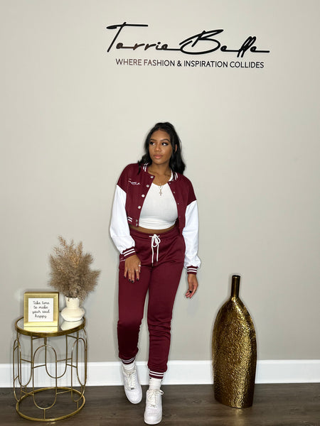 Torrie Belle jogger set (burgundy)